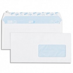 GPV Boîte de 500 enveloppes velin Blanc 80g DL 110x220mm auto-adhésives avec fenêtre 45x100mm