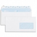 GPV Boîte de 500 enveloppes velin Blanc 80g DL 110x220mm auto-adhésives avec fenêtre 45x100mm