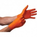 Boite de 50 gants nitrile non poudré GoGrip avec picot 8.5gr. Colori orange. Taille M