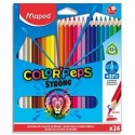 MAPED Pochette de 24 crayons de couleur COLOR'PEPS ''STRONG'' FSC. Corps triangle et mine résistante