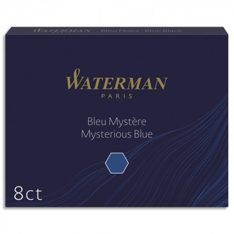 Stylo plume WATERMAN Etui de 8 cartouches longues encre bleu mystère