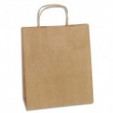 EMBALLAGE Paquet de 100 sacs kraft brun à poignée 25 x 32 x 9 cm