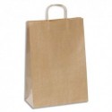EMBALLAGE Paquet de 100 sacs kraft brun 110g à poignée torsadées - Format L30 x 42 x 13 cm