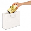 EMBALLAGE Paquet de 25 sacs pelliculés blanc avec poignées cordelières assorties 40 x 32 x 12 cm