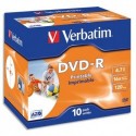 VERBATIM Pack de 10 boîtiers cristal DVD-R imprimables 4,7Go 16x 43521 + redv