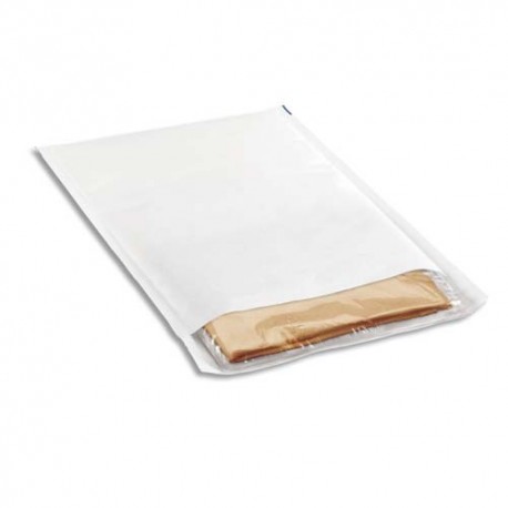 EMBALLAGE Paquet de 10 pochettes matelassées en kraft blanches bulles format 27 x 36 cm
