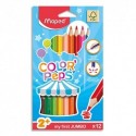 Crayon de couleur Maped ColorPeps Maxi mine 4,7 mm boite de 12 couleurs assorties