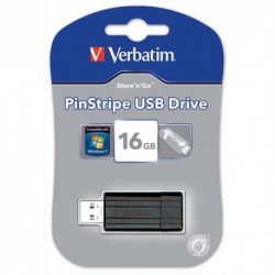 Clé USB 16Go 2.0 Store 'n' Go PinStripe coloris Noir + redevance Verbatim