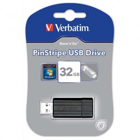 VERBATIM Clé USB 2.0 Store 'n' Go PinStripe 32Go Noir 49064+redevance