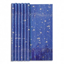 CLAIREFONTAINE Rouleau papier cadeau CIEL ETOILE 60g. Dimensions 1,5 x 0,70m. Coloris bleu métal