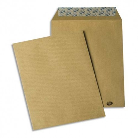 Pochette carton postale adhésive en carton kraft brun - 235x310 mm