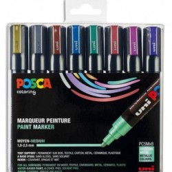 Marqueur peinture Uni Posca métallisés pointe moyenne coffret de 8 marqueurs couleurs assorties