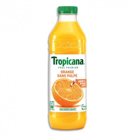 Jus d'oranges du Brésil sans pulpe Pure Premium TROPICANA, bouteille en  verre de 1l - Super U, Hyper U, U Express 