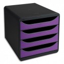 Module de classement Exacompta - Classement 4 tiroirs Big Box - Dim. L27,8 x H26,7 x P34,7 cm violet