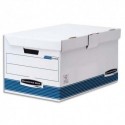 Archivage BANKERS BOX - Conteneur SYSTEM ouverture sur le dessus, montage automatique, carton recyclé blanc/bleu