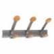 ALBA Bloc de 3 doubles patères et crochets en métal et bois jusqu'à 20 kg - Dim: L45 x H15,6 x P9,36 cm