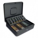 PAVO Caisse à monnaie et à billets Europa en acier, livré avec 2 clés - Dim L30 x H9 x P23 cm gris foncé