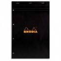 Bloc agrafé Rhodia N°20 - 160 pages perforées 80g 5x5 21x31,8cm Couverture carte enduite noire