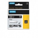 DYMO Cassette Rhino ruban vinyl impression blanc sur fond noir 12mmx5,5m 1805435