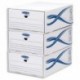 BANKERS BOX Lot de 5 tiroirs de rangement BASIQUE superposables, pour format A4, carton blanc/bleu