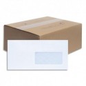 LA COURONNE Boîte de 200 enveloppes blanches autoadhésives 80g format DL (110x220) fenêtre 45x100mm