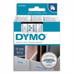 DYMO Cassette D1 (45014) ruban impression bleu sur fond blanc 12mmx7m pour étiqueteuse Dymo