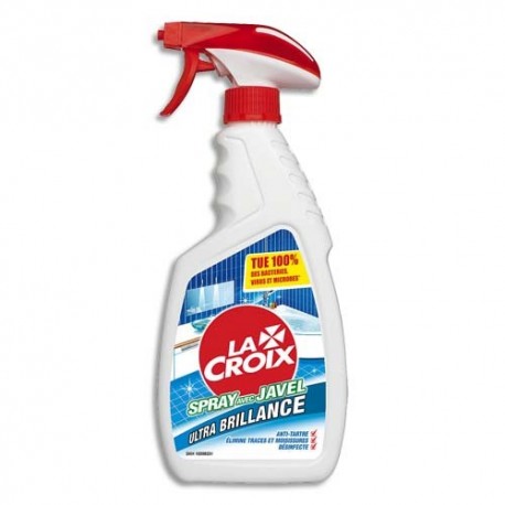 LACROIX Spray avec Javel 500 ml pour Salle de bain, anti-tartre, élimine trace et moisissure, désinfecte
