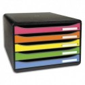 EXACOMPTA Module de classement 5 tiroirs BIG BOX. Coloris noir/multicolore. Dim : L27 x H27,1 x P35,5 cm