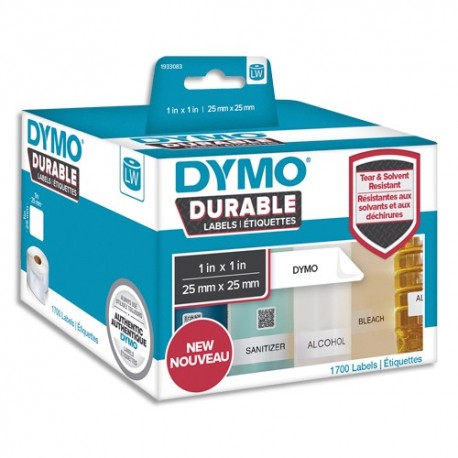DYMO Rouleau de 1700 étiquettes LabelWriter Durable 25x25mm Noir/Blanc 1933083