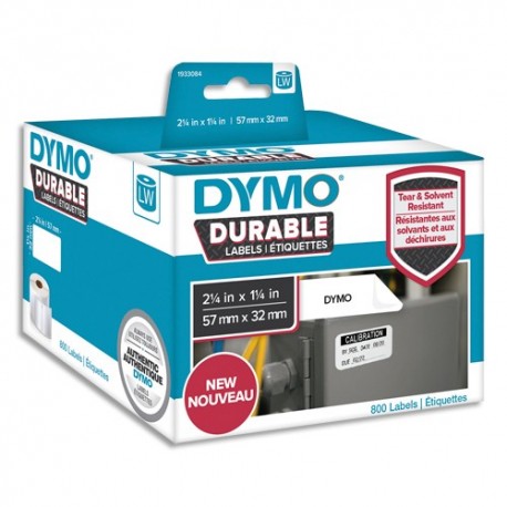 DYMO Rouleau de 800 étiquettes LabelWriter Durable 57x32mm Noir/Blanc 1933084