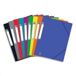Chemise 3 rabats à élastiques ELBA Eurofolio en carte lustrée rigide 7/10e 600 Grs format 24x32 coloris au choix.