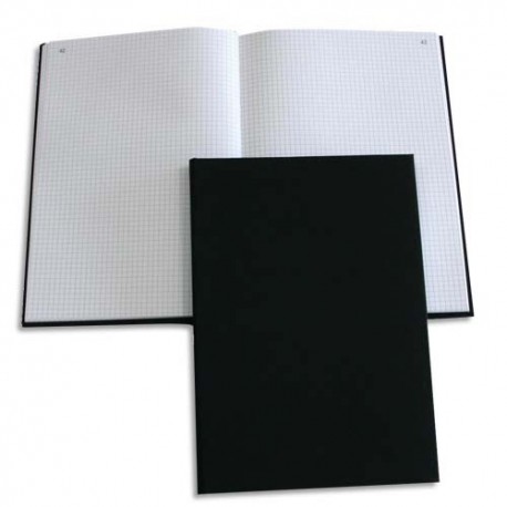 ELVE Registre toilé folioté 1 à 200 format 32x25 cm, 200 pages quadrillé 5x5. Coloris noir