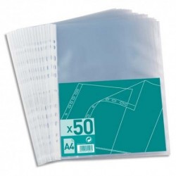 Pochettes perforées Neutre polypropylène 6/100e format A4 sachet de 50