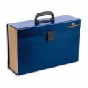 BANKERS BOX Trieur malette 19 compartiments, structure carton, poignée de transport, coloris bleu