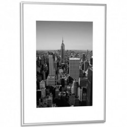 PAPERFLOW Cadre photo contour aluminium coloris argent, plaque en plexiglas. Format 60 x 80 cm