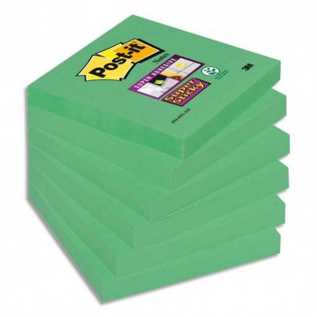 POST-IT Lot de 6 Notes Post-it Super Sticky 90 feuilles vert olive 76x76mm