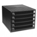 EXACOMPTA Module ECO BLACK 5 tiroirs Noir pour format A4+ fabriqué à partir de produits recyclés - Noir
