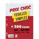 Lot de 200 copies simples + 100 gratuites grand format A4 grands carreaux Séyès 70g perforées