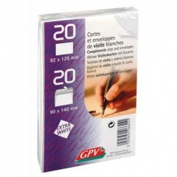 Enveloppe blanche GPV - Paquet de 20 cartes de visite + 20 enveloppes autoadhésive format 90x140 mm