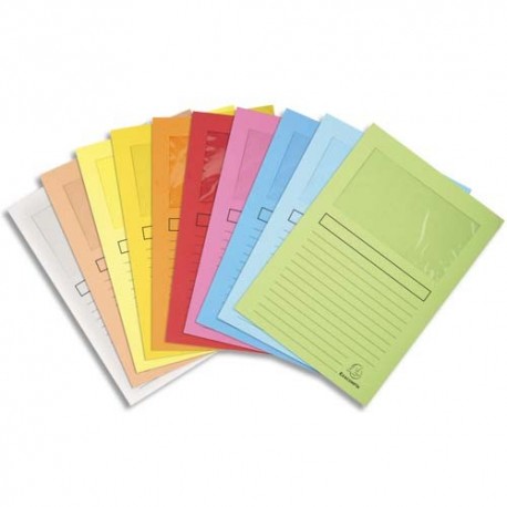 EXACOMPTA Paquet de 10 pochettes coins SUPER en carte 160g avec fenêtre, coloris assortis 10 couleurs