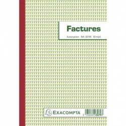 EXACOMPTA Manifold Factures 21x14,8cm - 50 feuillets tripli autocopiants