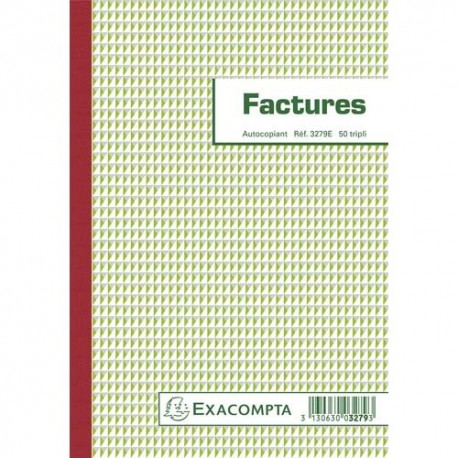 EXACOMPTA Manifold Factures 21x13,5cm - 50 feuillets tripli autocopiants