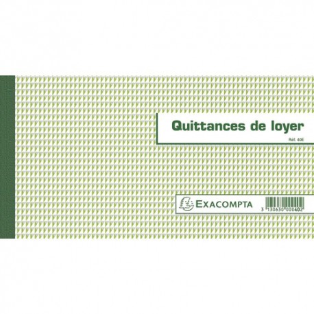 EXACOMPTA Carnet à souche "Quittances de loyer" 13,5x18,5cm - 50 feuillets - Format horizontal