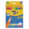 BIC Etui carton 36 crayons de couleur EVOLUTION. Longueur 17,5cm. Coloris assortis