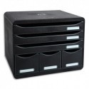 EXACOMPTA Module Store-Box Noir 6 tiroirs en PS, 3 formats A4+ et 3 rangements L35,5 x H27,1 x P27 cm