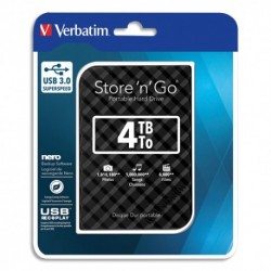 VERBATIM Disque dur 2,5'' USB 3.0 Style Noir 4To 53223 + redevance