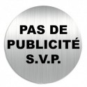 VISO Plaque de signalisation "Pas de Publicité s.v.p." en aluminium, bande autocollante au dos, D8 cm