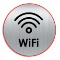VISO Plaque de signalisation " Signal Wifi " en aluminium, bande autocollante au dos, Diamètre 8 cm