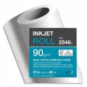 CLAIREFONTAINE Bobine papier blanc CIE164 Surfacé 90g pour traceur 0,914mmx45m. Impression Jet d'encre