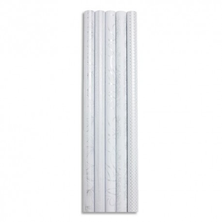 CLAIREFONTAINE Rouleau papier cadeau Blanc Premium 80g. Dimensions 2x0,70m. Coloris blanc&blanc 5 motifs